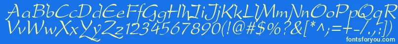 DfdroI Font – Yellow Fonts on Blue Background