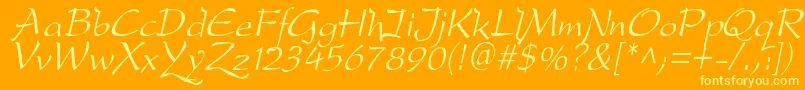 DfdroI-Schriftart – Gelbe Schriften auf orangefarbenem Hintergrund