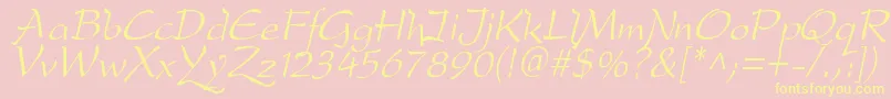 DfdroI Font – Yellow Fonts on Pink Background
