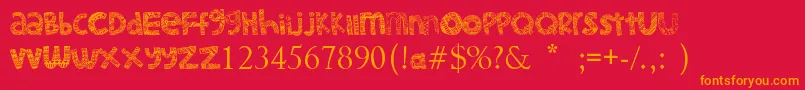 フォントLittle Snorlax – 赤い背景にオレンジの文字