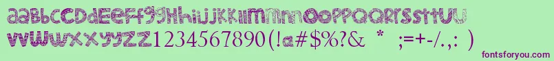 Little Snorlax-Schriftart – Violette Schriften auf grünem Hintergrund
