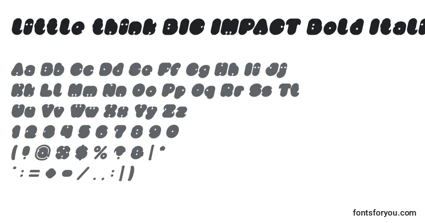 Little think BIG IMPACT Bold Italic Font – alphabet, numbers, special characters