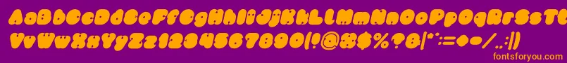 little think BIG IMPACT Bold Italic-Schriftart – Orangefarbene Schriften auf violettem Hintergrund