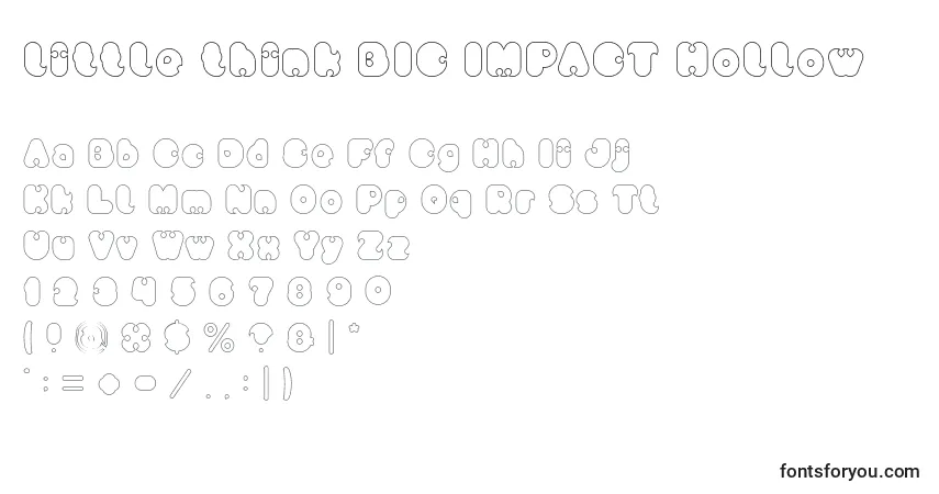 Czcionka Little think BIG IMPACT Hollow – alfabet, cyfry, specjalne znaki