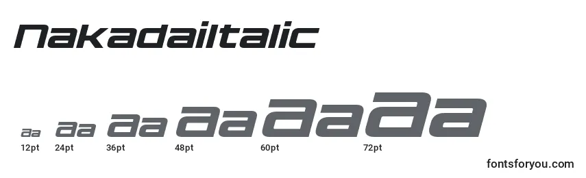 Размеры шрифта NakadaiItalic
