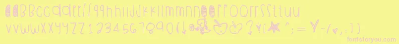 LittleGreenApples Font – Pink Fonts on Yellow Background