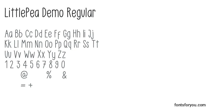 Schriftart LittlePea Demo Regular – Alphabet, Zahlen, spezielle Symbole
