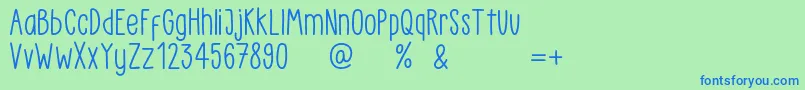 LittlePea Demo Regular-Schriftart – Blaue Schriften auf grünem Hintergrund