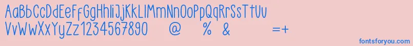 Fonte LittlePea Demo Regular – fontes azuis em um fundo rosa
