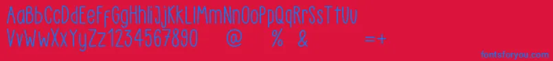 LittlePea Demo Regular-Schriftart – Blaue Schriften auf rotem Hintergrund