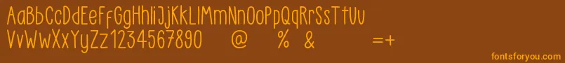 Weitere Informationen zur LittlePea Demo Regular-Schriftart LittlePea Demo Regular-Schriftart – Orangefarbene Schriften auf braunem Hintergrund