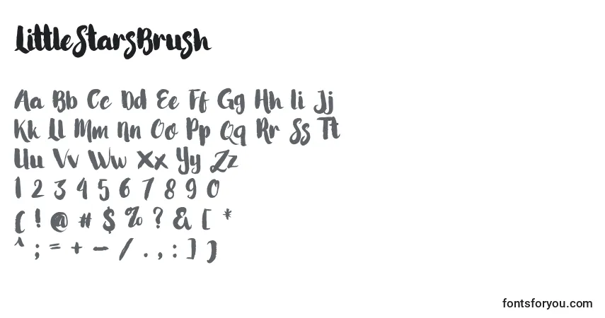 Czcionka LittleStarsBrush – alfabet, cyfry, specjalne znaki