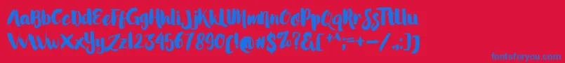 LittleStarsBrush Font – Blue Fonts on Red Background