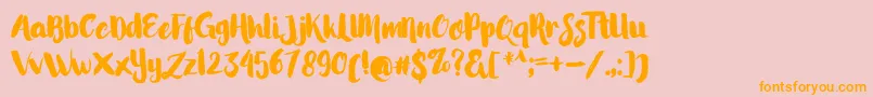 LittleStarsBrush-Schriftart – Orangefarbene Schriften auf rosa Hintergrund