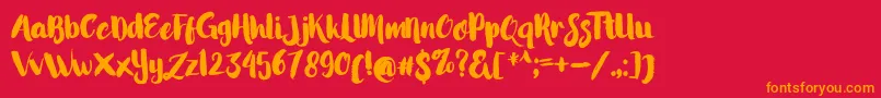 LittleStarsBrush Font – Orange Fonts on Red Background