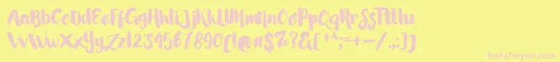 LittleStarsBrush Font – Pink Fonts on Yellow Background