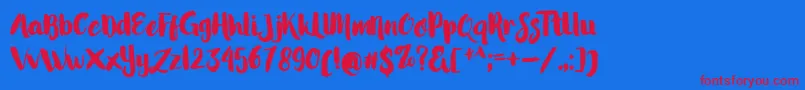 LittleStarsBrush Font – Red Fonts on Blue Background