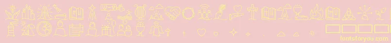 Liturgica Light-Schriftart – Gelbe Schriften auf rosa Hintergrund