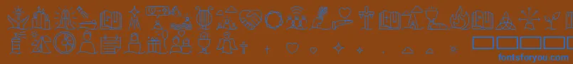 Шрифт Liturgica Thin – синие шрифты на коричневом фоне