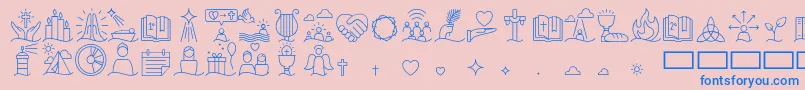 Fonte Liturgica Thin – fontes azuis em um fundo rosa
