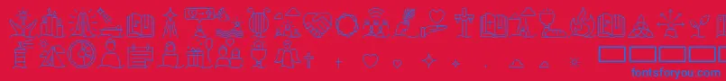 Liturgica Thin Font – Blue Fonts on Red Background