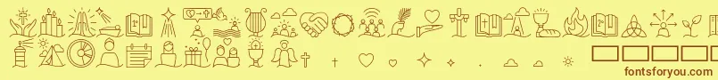 Liturgica Thin Font – Brown Fonts on Yellow Background