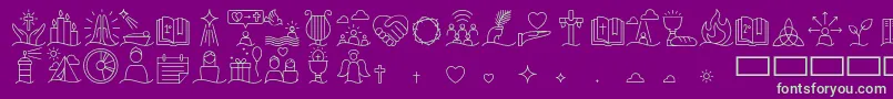 Liturgica Thin Font – Green Fonts on Purple Background