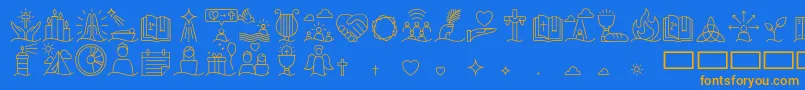 Liturgica Thin Font – Orange Fonts on Blue Background
