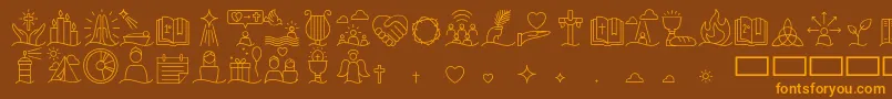 More about Liturgica Thin Font Liturgica Thin Font – Orange Fonts on Brown Background