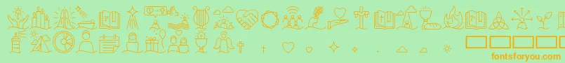 Liturgica Thin Font – Orange Fonts on Green Background