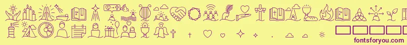 Liturgica Thin Font – Purple Fonts on Yellow Background