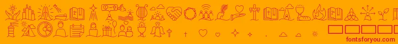 Liturgica Thin Font – Red Fonts on Orange Background
