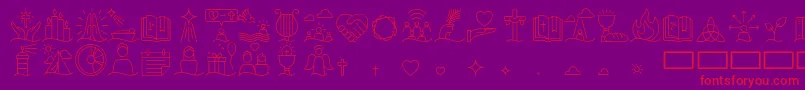Liturgica Thin Font – Red Fonts on Purple Background