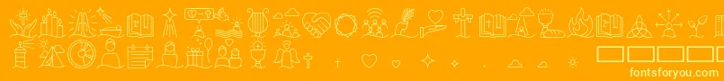 Liturgica Thin Font – Yellow Fonts on Orange Background