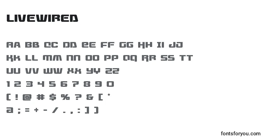 A fonte Livewired (132725) – alfabeto, números, caracteres especiais
