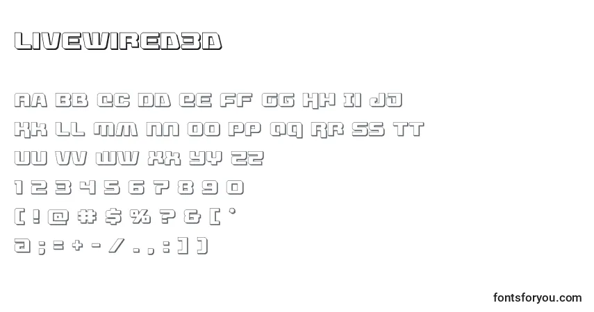 Schriftart Livewired3d (132726) – Alphabet, Zahlen, spezielle Symbole