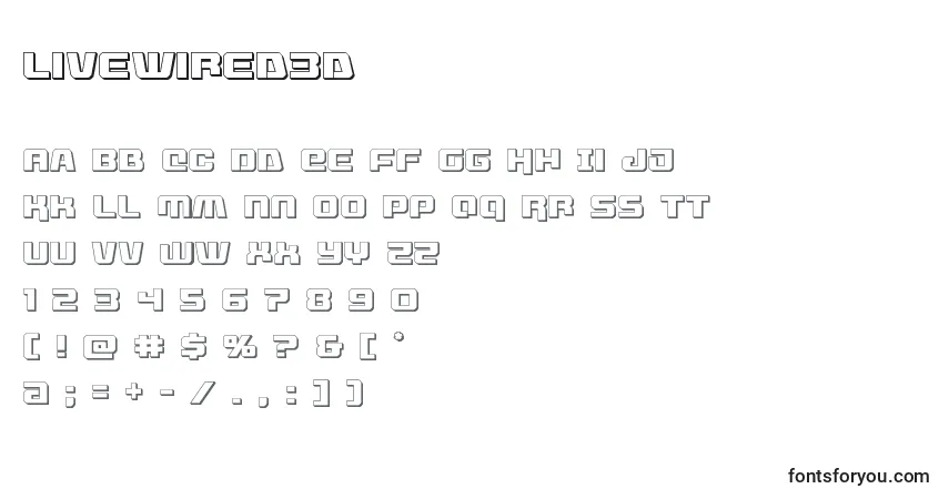 Schriftart Livewired3d (132727) – Alphabet, Zahlen, spezielle Symbole