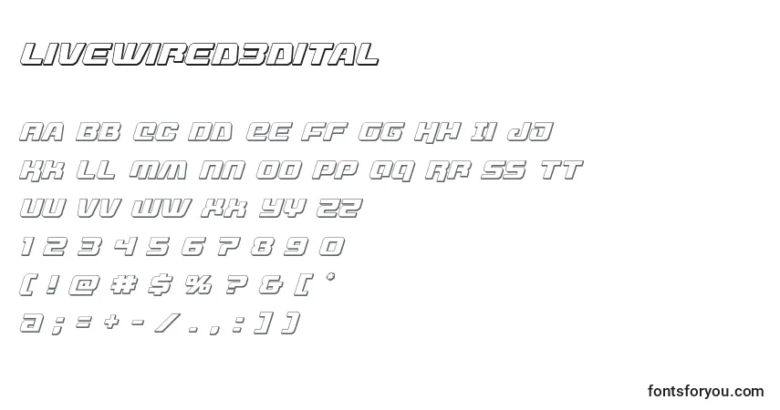 Schriftart Livewired3dital (132729) – Alphabet, Zahlen, spezielle Symbole