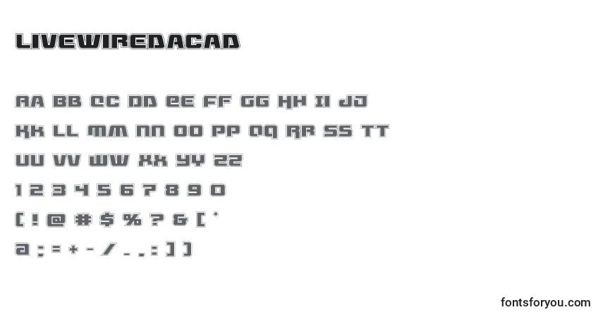 Schriftart Livewiredacad (132730) – Alphabet, Zahlen, spezielle Symbole
