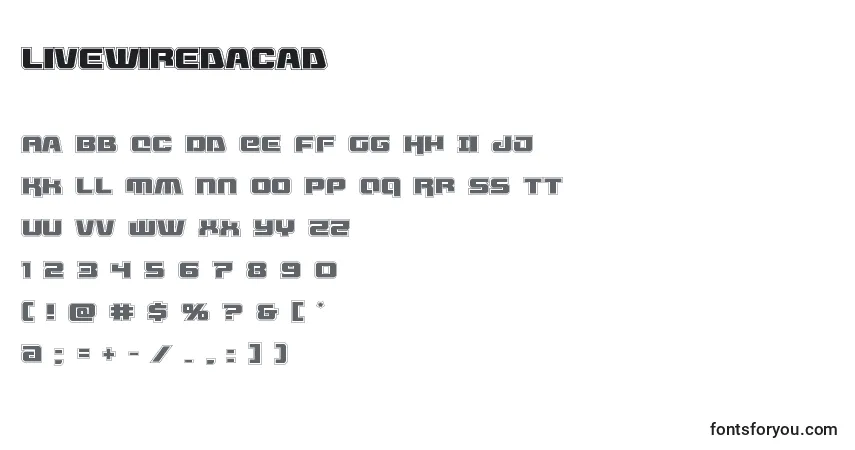 A fonte Livewiredacad (132731) – alfabeto, números, caracteres especiais