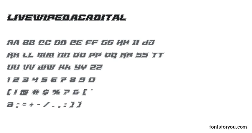 Шрифт Livewiredacadital (132732) – алфавит, цифры, специальные символы