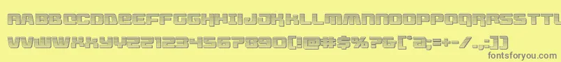 livewiredchrome-fontti – harmaat kirjasimet keltaisella taustalla