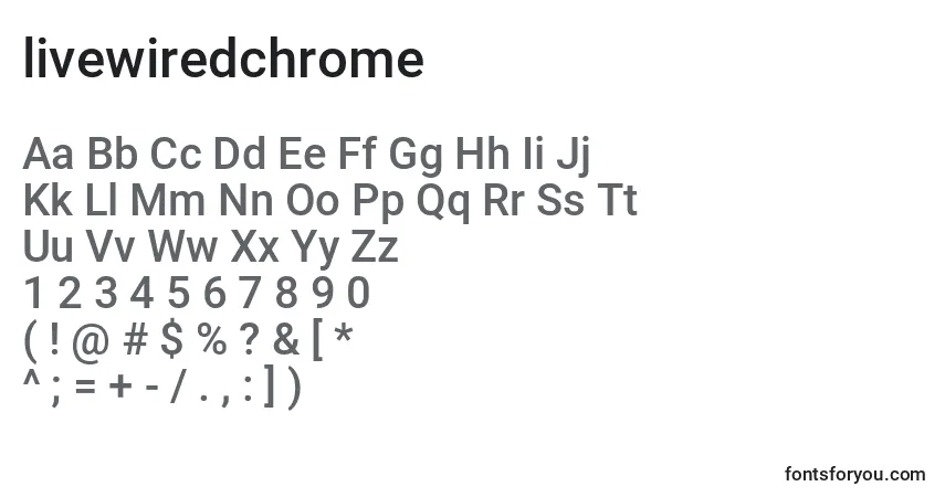 A fonte Livewiredchrome (132735) – alfabeto, números, caracteres especiais