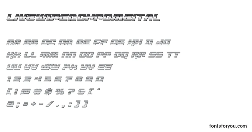 A fonte Livewiredchromeital (132736) – alfabeto, números, caracteres especiais