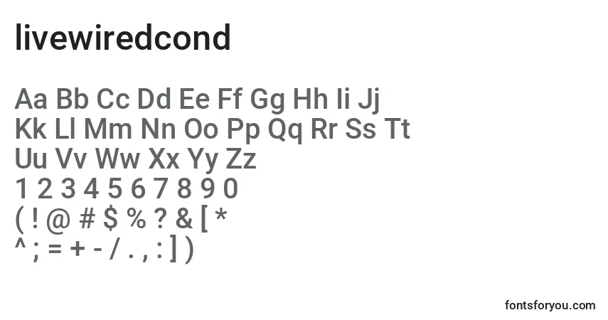 Шрифт Livewiredcond (132739) – алфавит, цифры, специальные символы