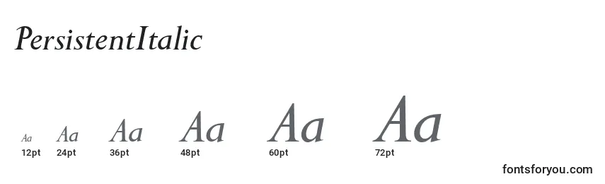 Размеры шрифта PersistentItalic
