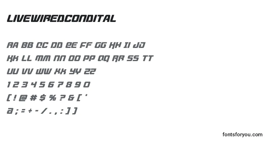 Шрифт Livewiredcondital (132740) – алфавит, цифры, специальные символы