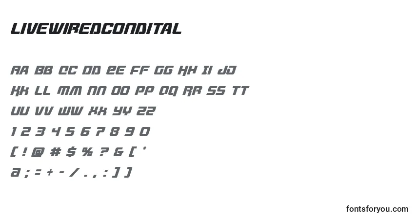 Livewiredcondital (132741)-fontti – aakkoset, numerot, erikoismerkit