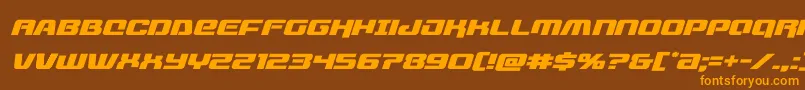フォントlivewiredexpandital – オレンジ色の文字が茶色の背景にあります。
