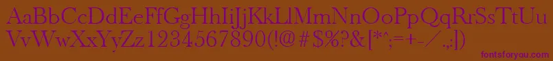 OldbaskervilleLight Font – Purple Fonts on Brown Background